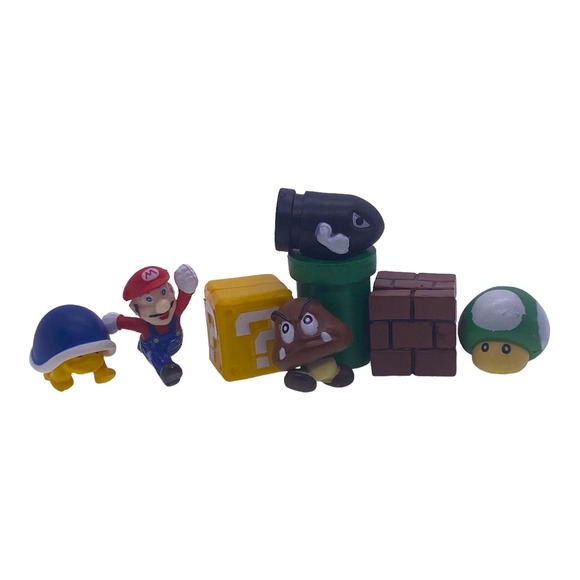 NWOT Super Mario Mini Figure Playset Bullet Brick Mushroom Goomba & More - Picture 1 of 8